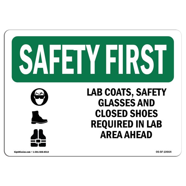 Signmission OSHA Sign, Lab Coats Glasses And W/ Symbol, 10in X 7in Decal, 10" W, 7" H, Landscape OS-SF-D-710-L-10664 - main
